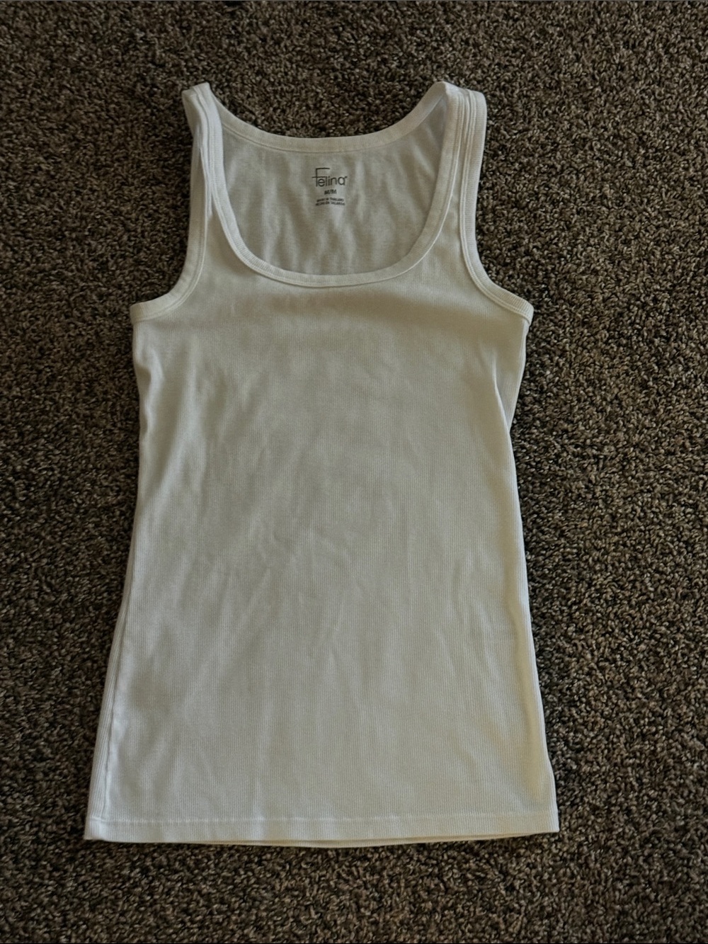 Felina Cream Ribbed Scoop Tank Top